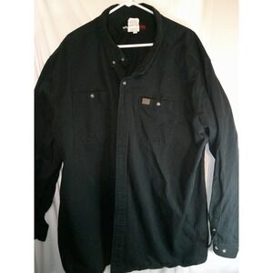 Wrangler RIGGS Workwear Shirt Jacket Button Up Long Sleeve Black 4XLT‎